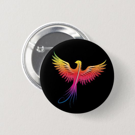 Steigende Flammenfarben Phoenix Button (Vorne & Hinten)