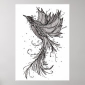 Steigende Phoenix Lineart Poster (Vorne)