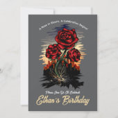 Steigende Rose - Eleganter Blumengeburtstag Einladung (Vorderseite)