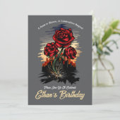 Steigende Rose - Eleganter Blumengeburtstag Einladung (Stehend Vorderseite)