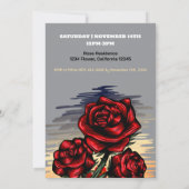 Steigende Rose - Eleganter Blumengeburtstag Einladung (Rückseite)