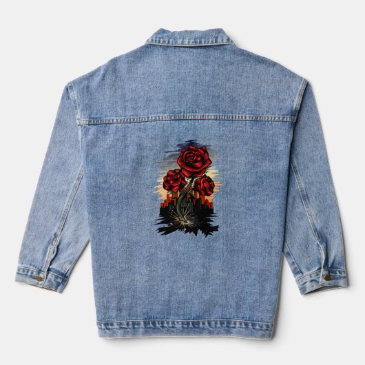 Steigende Rose Jeansjacke (Rückseite)