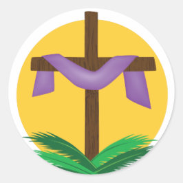 Steigende Sonnenüberlaufkreuz Runder Aufkleber