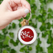 Steigende Sun Cherry Blossom Rot Schwarz-weiß Schlüsselanhänger (Hand)