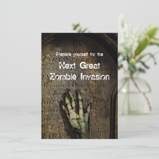 Steigende Zombie-Halloween-Party-Einladung Einladung (Stehend Vorderseite)