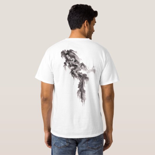 Steigender Drache T-Shirt (Schwarz voll)