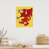 Steigender Greif in Rot Poster (Küche)