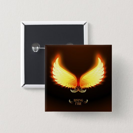 Steigendes Feuer - Phoenix-Flügel Button (Vorne & Hinten)