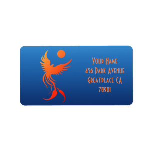 Steigendes Phoenix im Flammen-Adressen-Etikett Adressaufkleber
