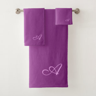 Steigung lila mit kundenspezifischem Monogramm Badhandtuch Set