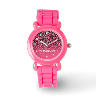 Steigungs-rosa Leopard-Tierdruck Armbanduhr
