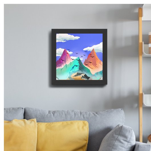 Steile farbenfrohe Bergbild Poster