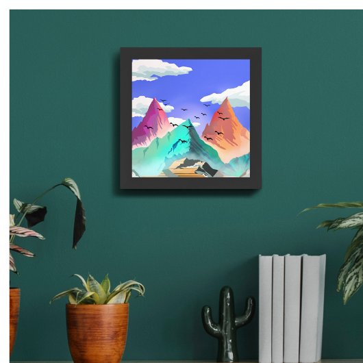 Steile farbenfrohe Bergbild Poster