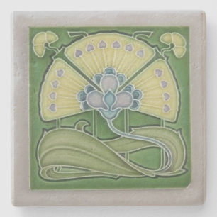 Stein-Achterbahn - Antike Art Nouveau Steinuntersetzer
