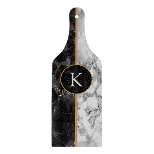 Stein aus schwarzem und weißem Marmor - Letter hin Schneidebrett (Vorderseite)