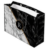 Stein aus schwarzem und weißem Marmor - Schreiben Große Geschenktüte (Rückseite Schrägansicht)