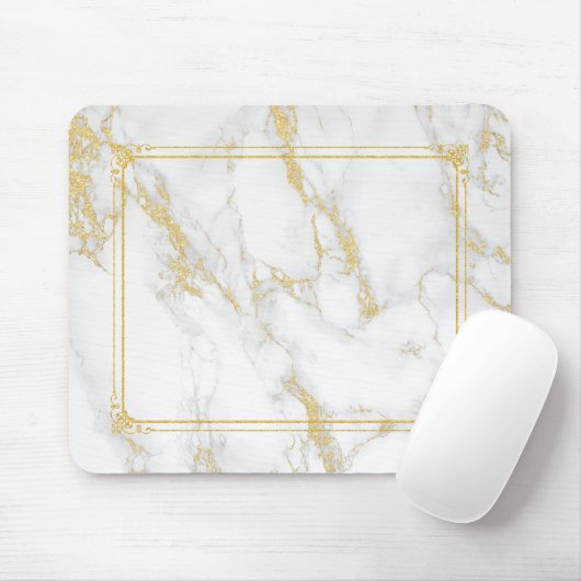 Stein aus weißem Marmor mit goldenem Glitzer Mousepad (Mit Mouse)