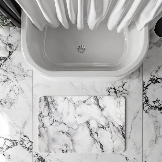 Stein aus weißem schwarzem und grauem Marmor Badematte