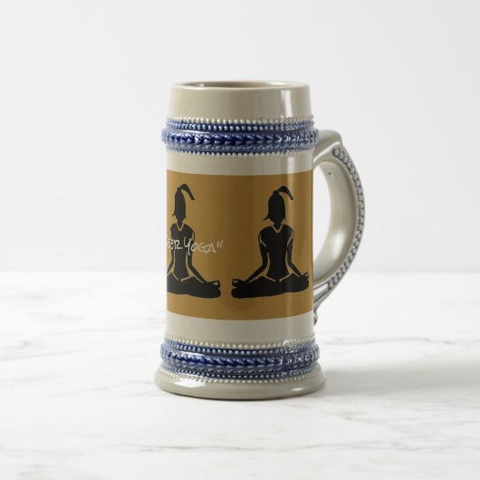 Stein-Beer Yoga Stein w/Gold & Blue Bierglas (VorderseiteRechts)