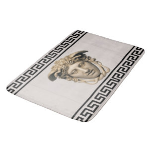 Stein Beige Medusa Griechischer Schlüssel Badematte