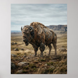 Stein Bison Endlose Ebenen Poster