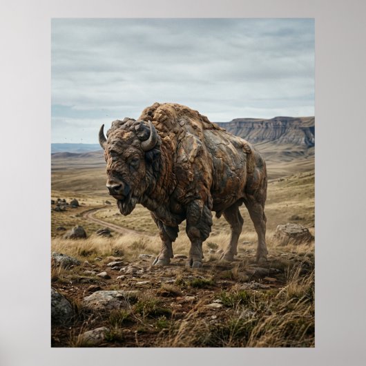 Stein Bison Endlose Ebenen Poster (Vorne)