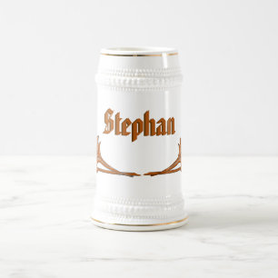 Stein - Blattförmige Klammern und Name Bierglas