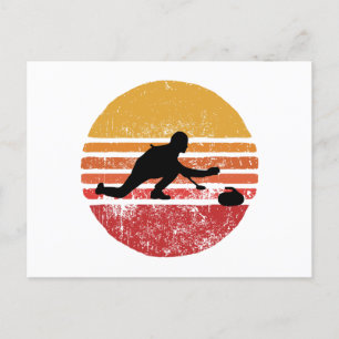 Stein-Curling-Wintersport-Curler-Retro-Vintage Postkarte
