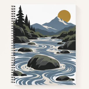 Stein im Bach Modernes Natur Notizbuch