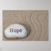 Stein im Sand mit dem Wort Hope Poster (Vorne)