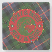 Stein-Karo-Merry-&-Bright-Untersetzer Steinuntersetzer (Vorderseite)