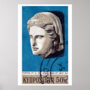 Stein Kopf Skulptur Streichholzschachtel Kunst Dru Poster