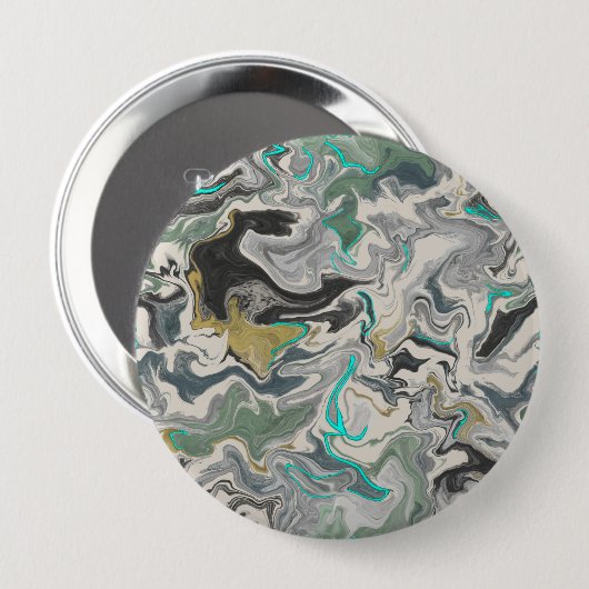 Stein-Marmorierung mit Türkisadern 4" Rund Button (Vorne & Hinten)