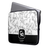 Stein Monogramm Schwarz Weiß Laptopschutzhülle (Vorderseite Links)
