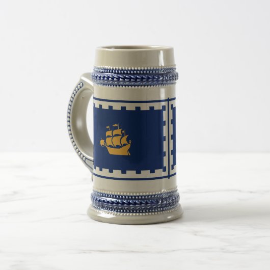 Stein Mug with Flag of Quebec City, Canada Bierglas (Vorderseite Links)