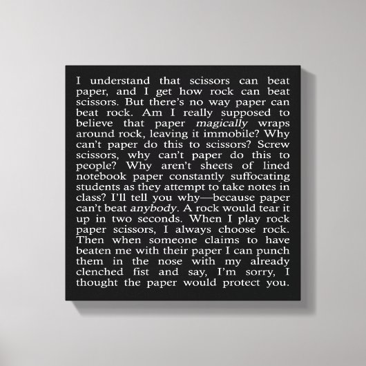 Stein, Papier, Schere Leinwanddruck (Vorderseite)