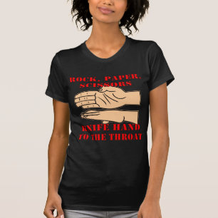 Stein, Papierschere, Messer Hand an den Rutsch T-Shirt