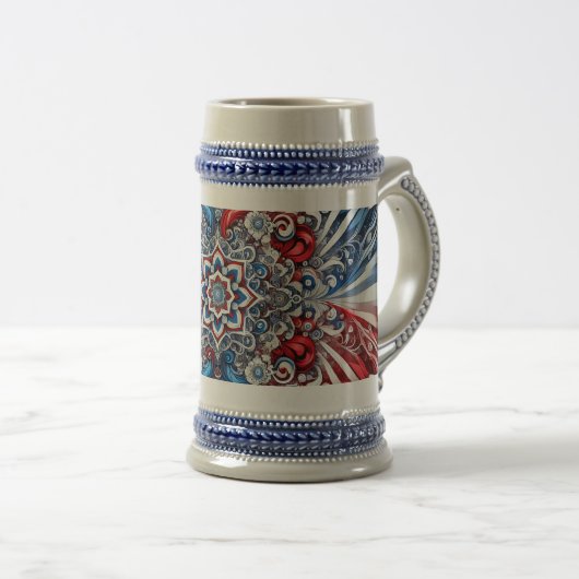 Stein Tasse mit französischem Farbdesign (VorderseiteRechts)