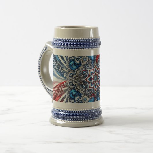 Stein Tasse mit französischem Farbdesign (Vorderseite Links)