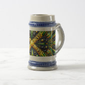 Stein Tasse mit jamaikanischem Farbdesign (VorderseiteRechts)
