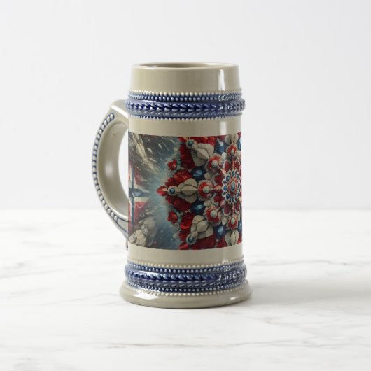 Stein-Tasse mit norwegischem Farbdesign Bierglas (Vorderseite Links)