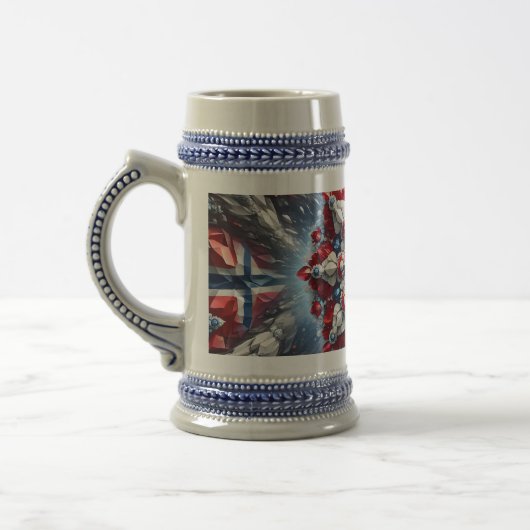 Stein-Tasse mit norwegischem Farbdesign Bierglas (Links)