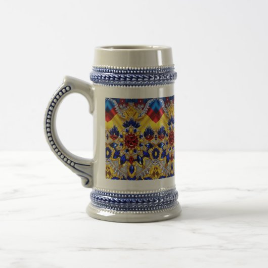 Stein Tasse mit rumänischem Farbdesign (Links)