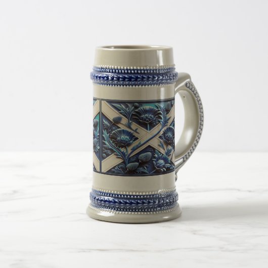 Stein Tasse mit Scottish Thistles Design (VorderseiteRechts)