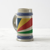 Stein Tasse mit Seychelles Colors Design (Vorderseite Links)