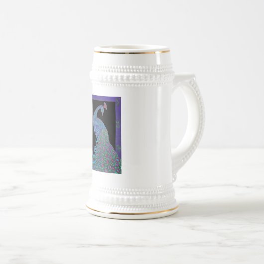 Stein - Tasse - stolzer Pfau (VorderseiteRechts)