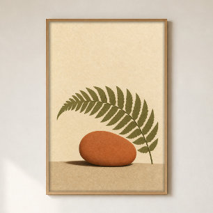 Stein- und Farn-Aquarell Cottagecore-Kunstposter Poster
