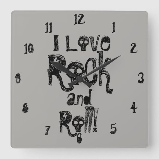 Stein und Rollen Skulls Wall Uhr (Vorderseite)