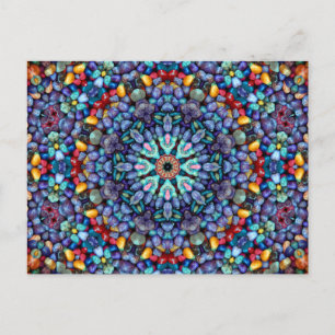 Stein Wunder Vintage Blau Fraktal Kaleidoskop Postkarte