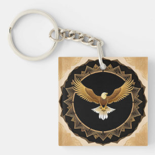 Steinadler auf geometrischem Mandala Schlüsselanhänger